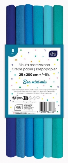 Bibuła marszczona - Sea mini, 6szt