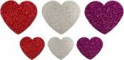 Naklejki piankowe brokatowe: serca, mix kolorów i rozmiarów (EB890)