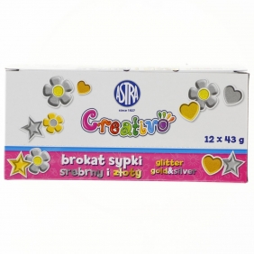 Brokat sypki astra, 12 szt. x 43g - złoty, srebrny