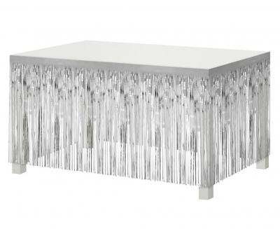 Dekoracja na brzeg stołu srebrna 80x300cm