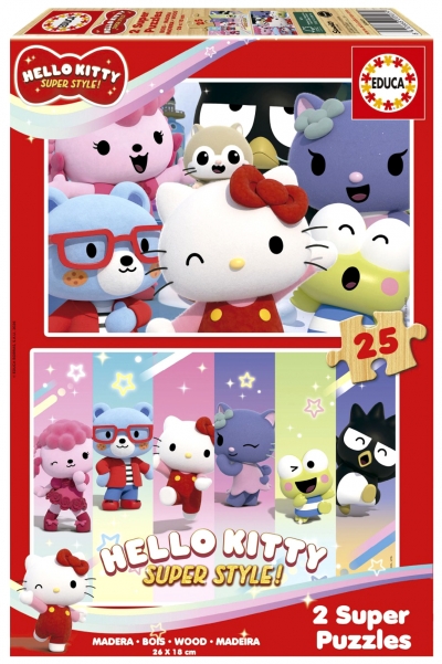 <img src='https://webimage.pl/pics/291/5/d8412668205079.jpg' style='height:440px' /> Puzzle Hello Kitty drewniane 2 x 25 el 114065