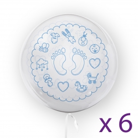 Tuban, balon 45 cm - Stópki, niebieski (6 sztuk) (TU 3729)