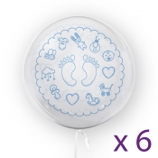 Tuban, balon 45 cm - Stópki, niebieski (6 sztuk) (TU 3729)