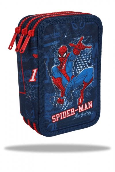 <img src='https://webimage.pl/pics/291/9/d5907360029052.jpg' style='height:440px' /> Piórnik potrójny z wyposażeniem Jumper 3 Disney Spider-Man
