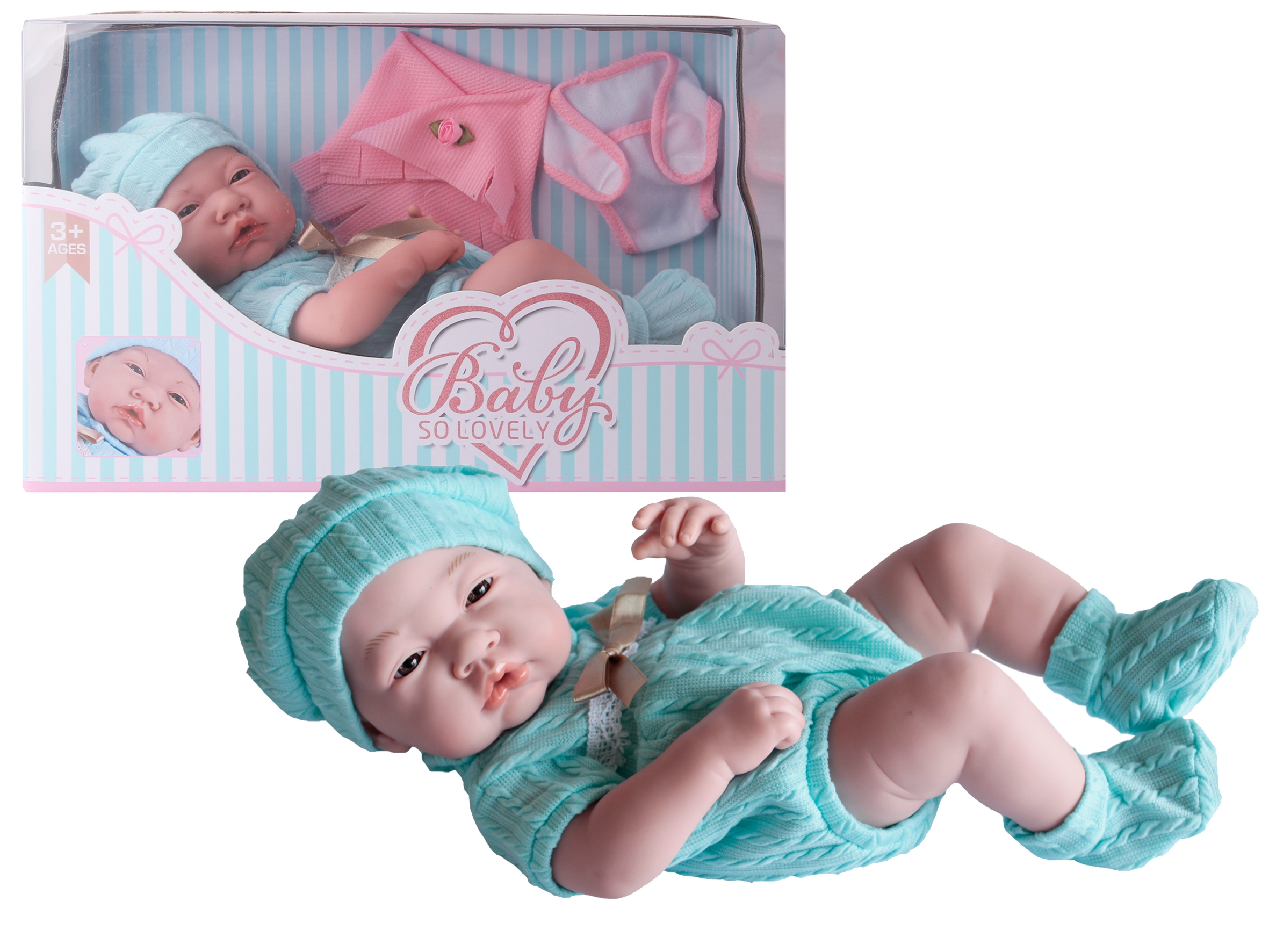 Lalka gumowa - ubranko niebieskie 38 cm (101293)