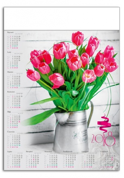 Kalendarz plakatowy Bukiet Kwiatów A1 2018 (GM-917-T11-BIAŁY)