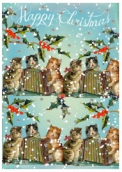 Karnet B6 brokat z kopertą Święta koty