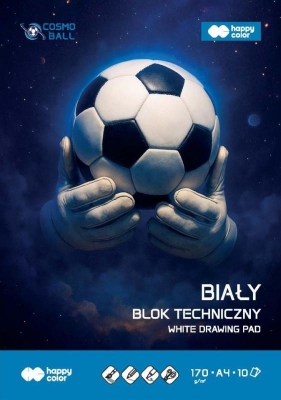 Happy Color, Blok techniczny biały Cosmo Ball, 170 g/m2, A4, 10 ark.