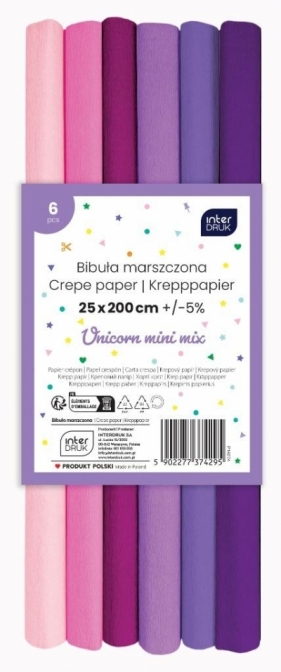 Bibuła marszczona - Unicorn mini, 6szt