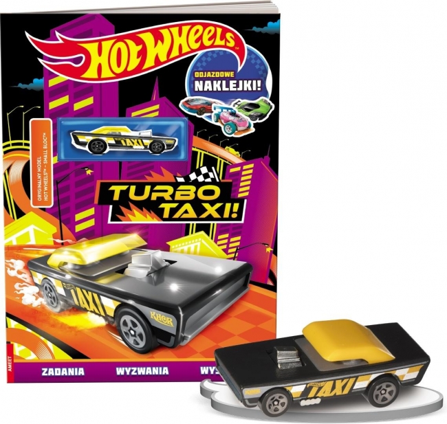<img src='https://webimage.pl/pics/295/9/d9788325349295.jpg' style='height:440px' /> Mattel Hot Wheels Turbo Taxi zadania + naklejki