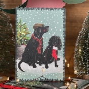 Karnet Święta Świąteczne psy przy choince