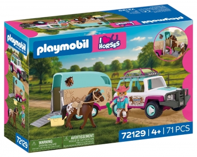 <img src='https://webimage.pl/pics/297/1/d4008789721297.jpg' style='height:440px' /> Playmobil Samochód terenowy z przyczepą do przewoz 72129