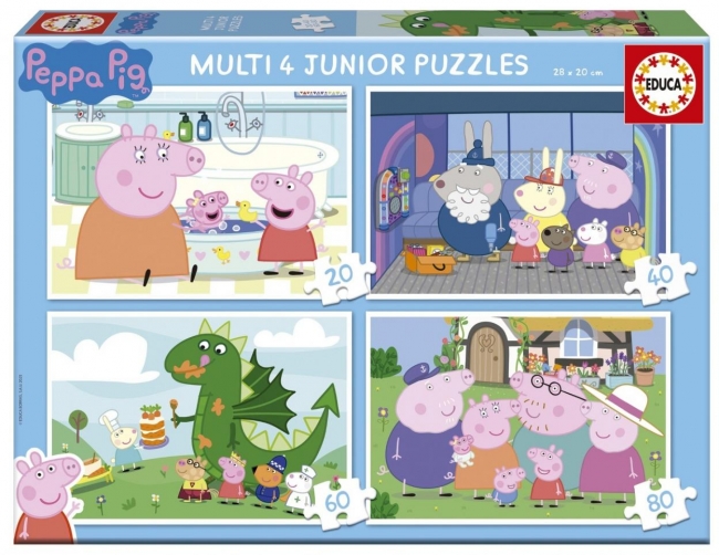 <img src='https://webimage.pl/pics/297/3/d8412668203297.jpg' style='height:440px' /> Puzzle 20 + 40 + 60 + 80 Świnka Peppa