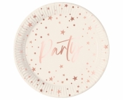 Talerzyki papierowe Rose Gold Party 23cm 8szt