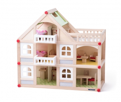 Domek dwupiętrowy z balkonem i akcesoriami 91329