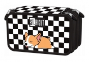 Piórnik szkolny potrójny z wyposażeniem - Sleepy Corgi