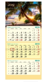 Kalendarz 2019 Trójdzielny Rajskie Wyspy DAN-MARK