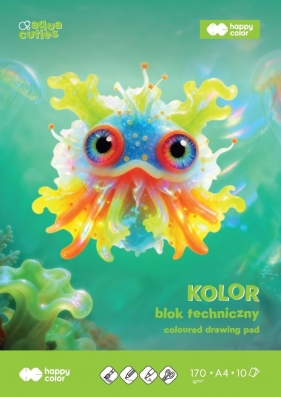 Blok techniczny kolor 170 g/m2, A4/10 ark. - Aqua Cuties
