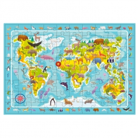 Puzzle - Mapa świata zwierząt, 80 el.