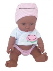 Lalka Murzynka białe ubranko siedząca 22 cm - <br />