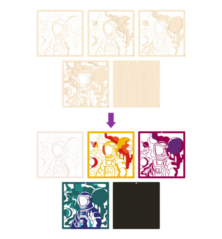 Zestaw do tworzenia obrazów z drewna - kosmos