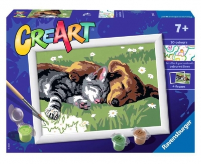 CreArt dla dzieci: Śpiący kotek z pieskiem