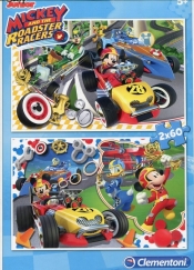 Puzzle 2x60 Myszka Miki i wyścigi samochodowe (07130)