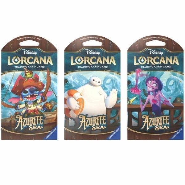 Disney Lorcana: Azurite Sea Sleeved Booster - Zestaw Dodatkowy, 12 kart