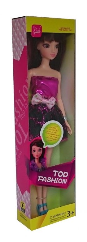 Lalka Top Fashion 29 cm ciemne włosy fioletowa sukienka - <br />