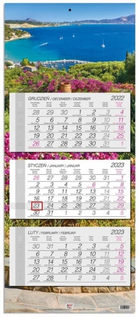 Kalendarz 2023 trojdzielny głowka płaska Grecja