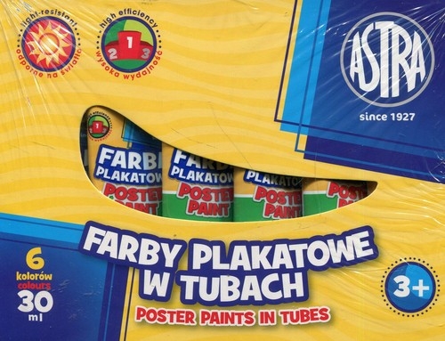 Farby plakatowe tuba 30 ml zielona jasna 6 sztuk