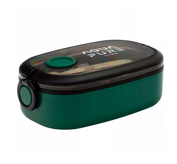 Śniadaniówka Aqua Pure ze sztućcami - green/black