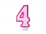 Świeczka urodzinowa Partydeco Cyferka 4 w kolorze różowym 7 centymetrów (SCU1-4-006)