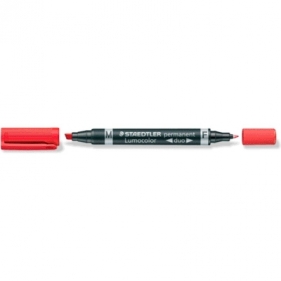 LUMOCOLOR DUO, końcówka F 0,6mm i końcówka M ścięta 1,5-4mm, CZERWONY