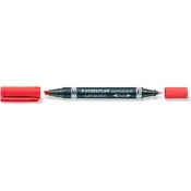 LUMOCOLOR DUO, końcówka F 0,6mm i końcówka M ścięta 1,5-4mm, CZERWONY