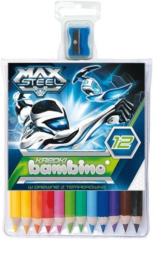 Kredki bambino w oprawie drewnianej 12 kolorów Max Steel