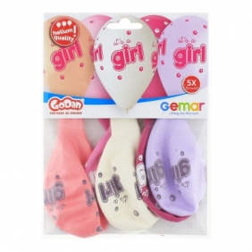 Balon gumowy Godan Its a girl 13cali, 5 sztuk (GS120/942)