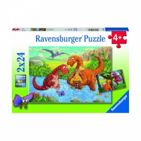 Puzzle 2x24: Bawiące sie dinozaury (050307)