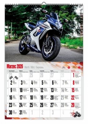 Kalendarz 2026 ścienny dwustronny A3 - Motocykle