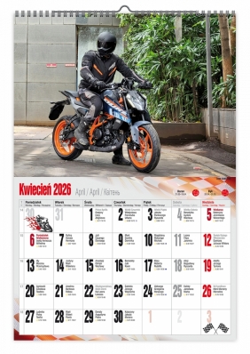 Kalendarz 2026 ścienny dwustronny A3 - Motocykle
