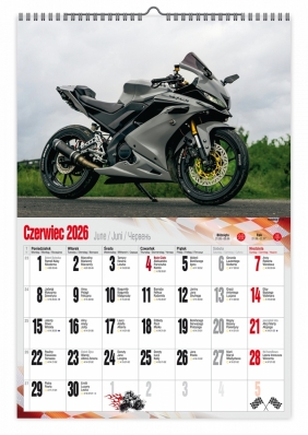 Kalendarz 2026 ścienny dwustronny A3 - Motocykle