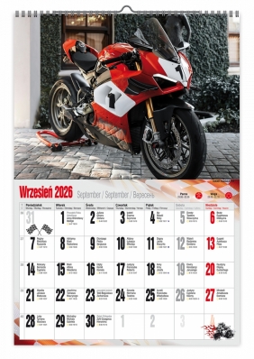 Kalendarz 2026 ścienny dwustronny A3 - Motocykle