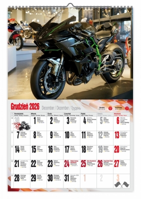 Kalendarz 2026 ścienny dwustronny A3 - Motocykle