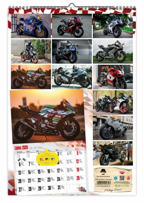 Kalendarz 2026 ścienny dwustronny A3 - Motocykle