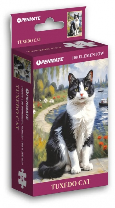 Puzzle mini 108 elementów Penmate Dog Garden Tuxedo Cat