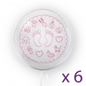 Tuban, balon 45 cm - Stópki, różowy (6 sztuk) (TU 3730)