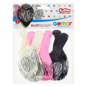 Balon gumowy Godan Paski zebry, 6 szt./1 op. mix 30 cm (GS110/P418)