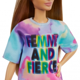 Barbie Fashionistas: Lalka - Kolorowa sukienka, ciemnoblond włosy (FBR37/GRB51)