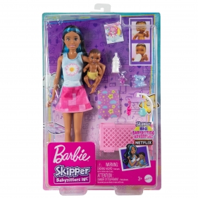 Barbie Opiekunka Zestaw Usypianie maluszka + Lalka i bobas (HJY34)