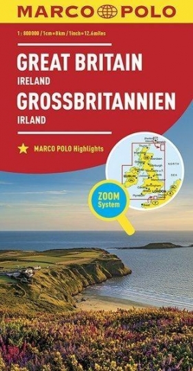 Mapa ZOOM System Great Britain, Ireland 1:800 000